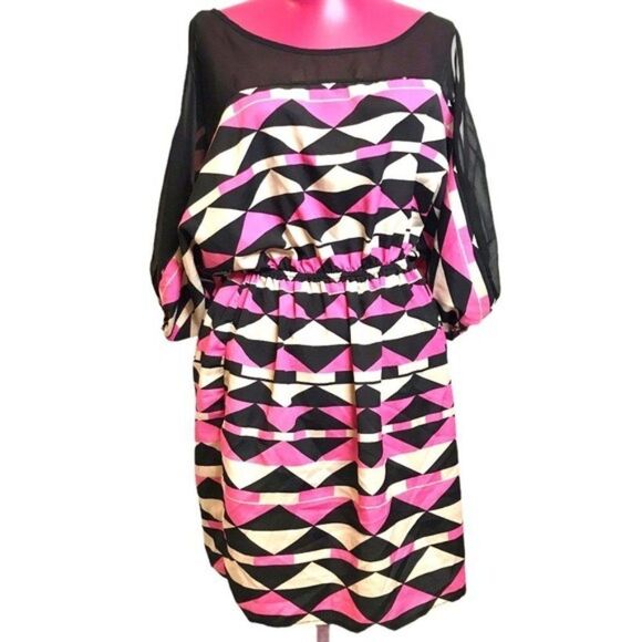 Soprano Geometric Cold Shoulder Dress sz L - Picture 1 of 8